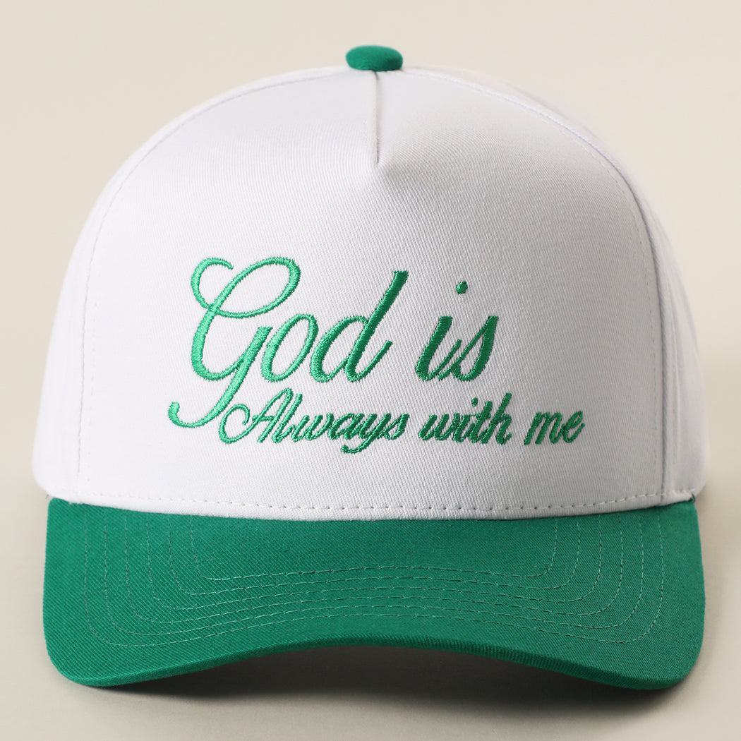 God Is Always With Me two-tone trucker hat in green