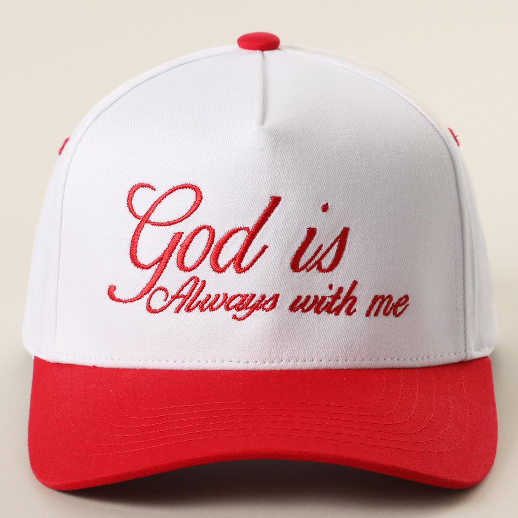 God Is Always With Me two-tone trucker hat in red