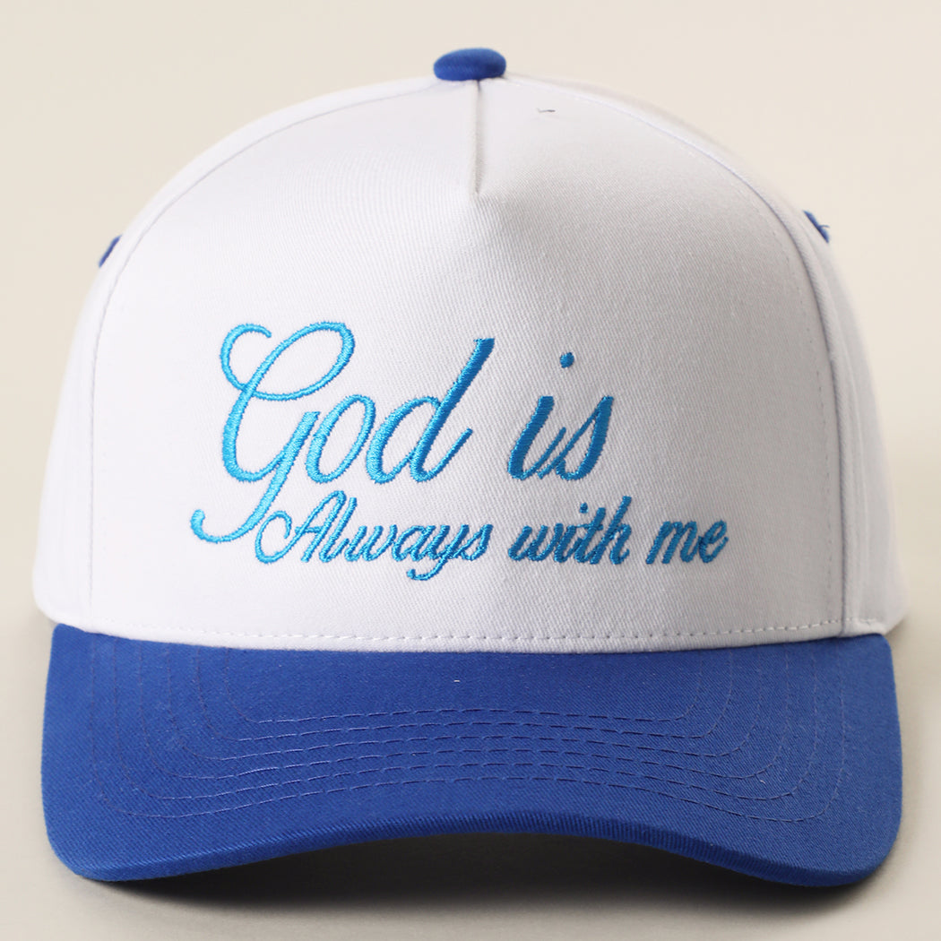 God Is Always With Me two-tone trucker hat in royal blue