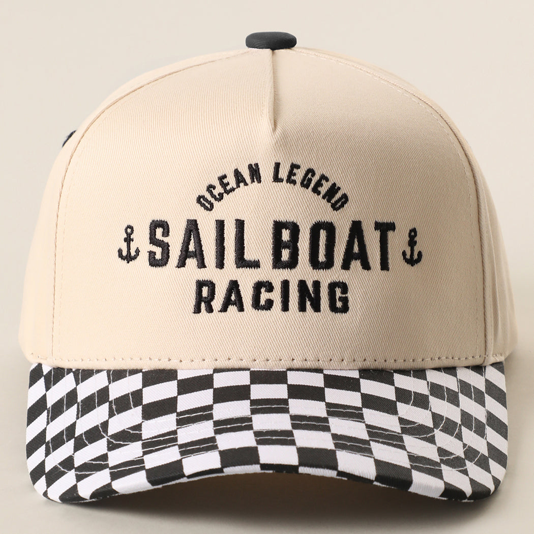Ocean Legend Sailboat checkered brim trucker hat in black