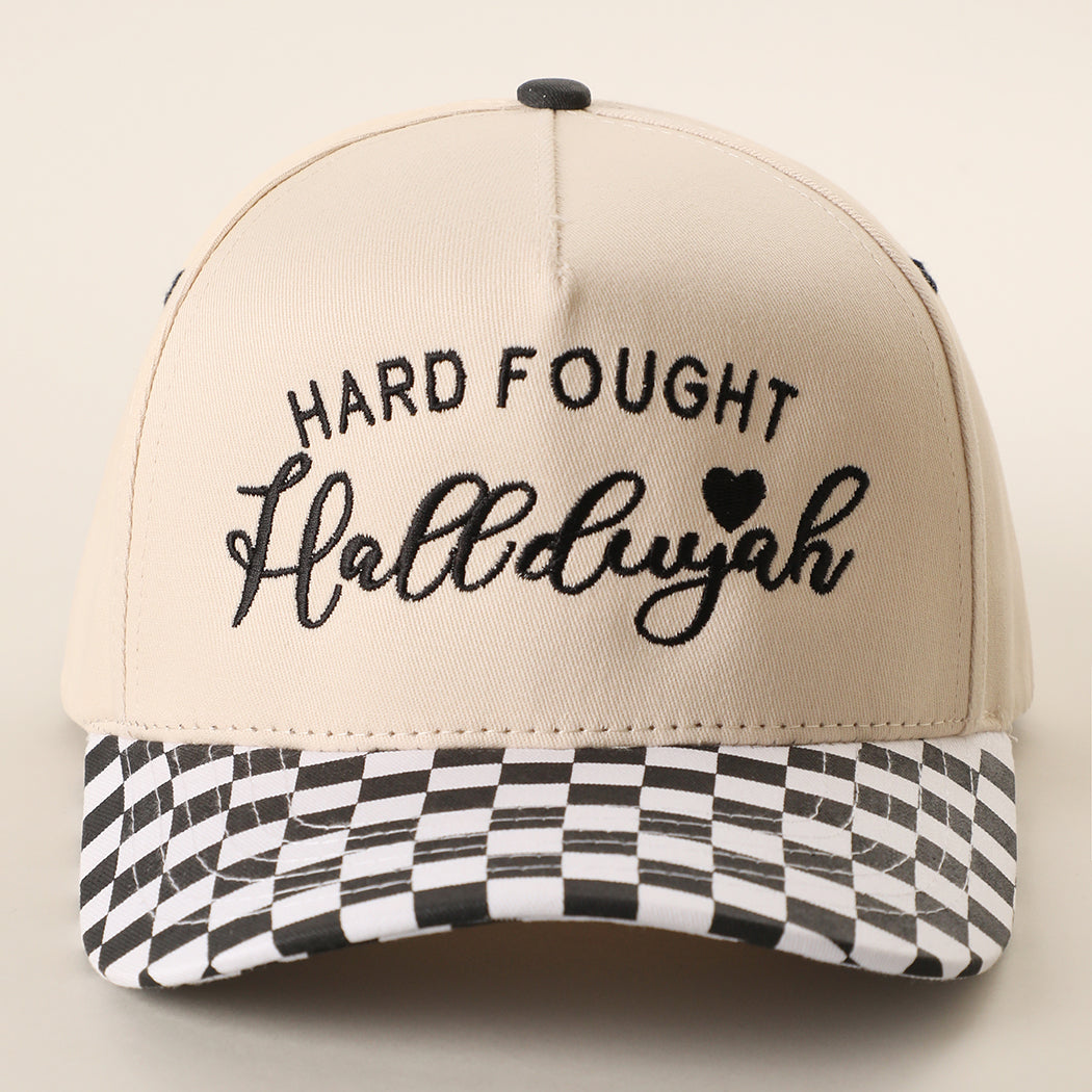 Hard Fought Hallelujah checkered brim trucker hat in black