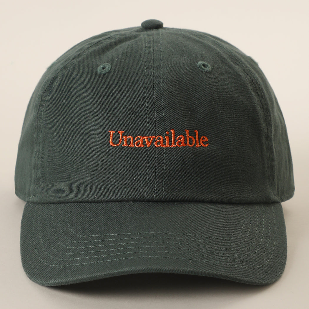 Unavailable embroidered baseball cap in dark green