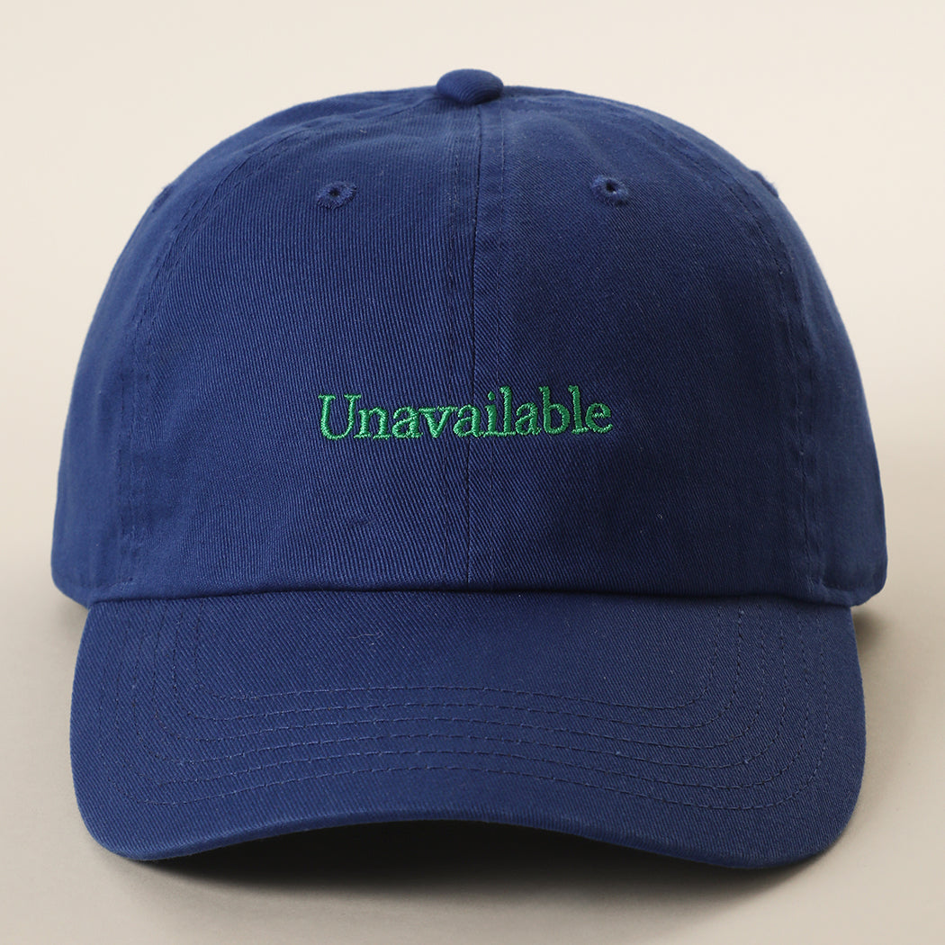 Unavailable embroidered baseball cap in royal blue