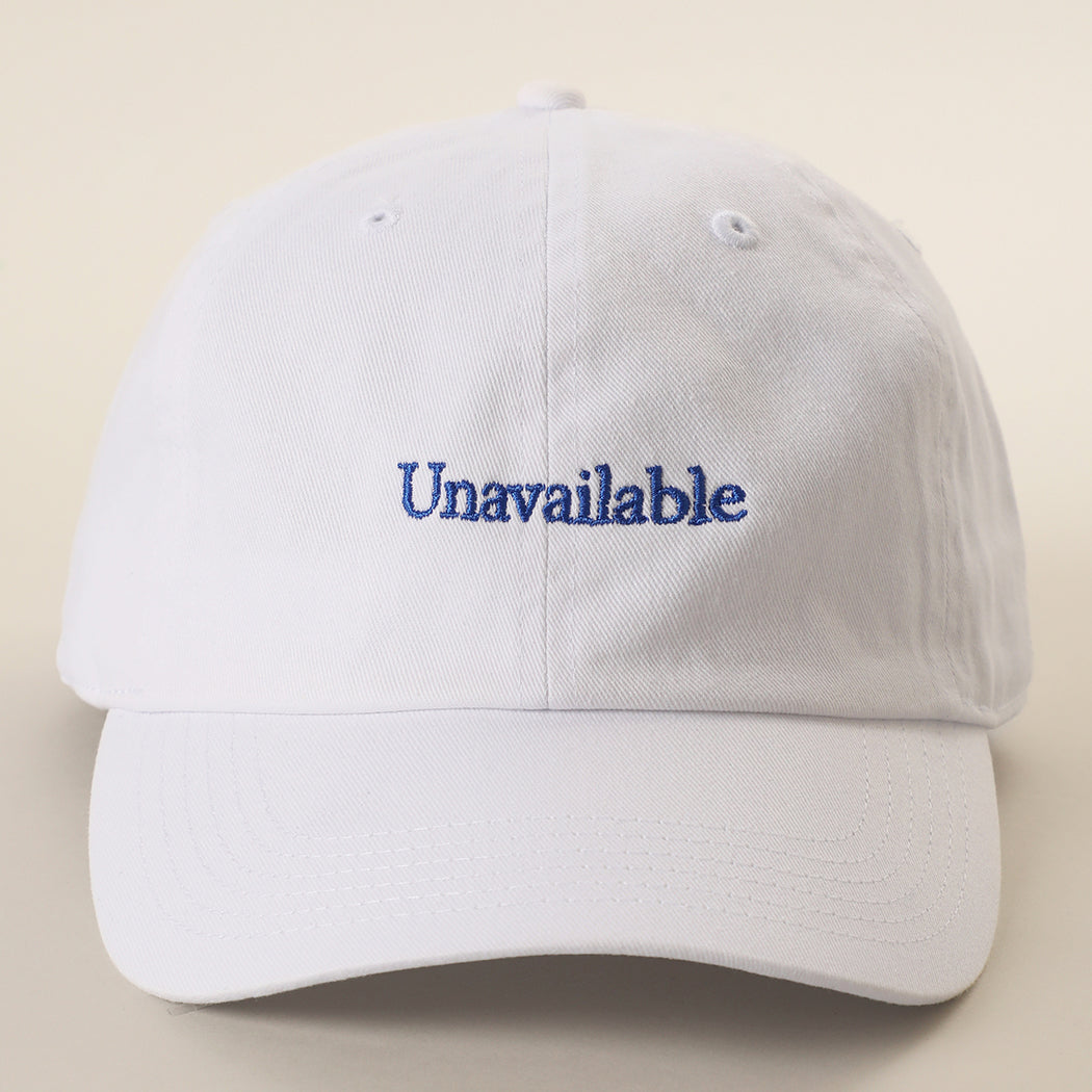 Unavailable embroidered baseball cap in white