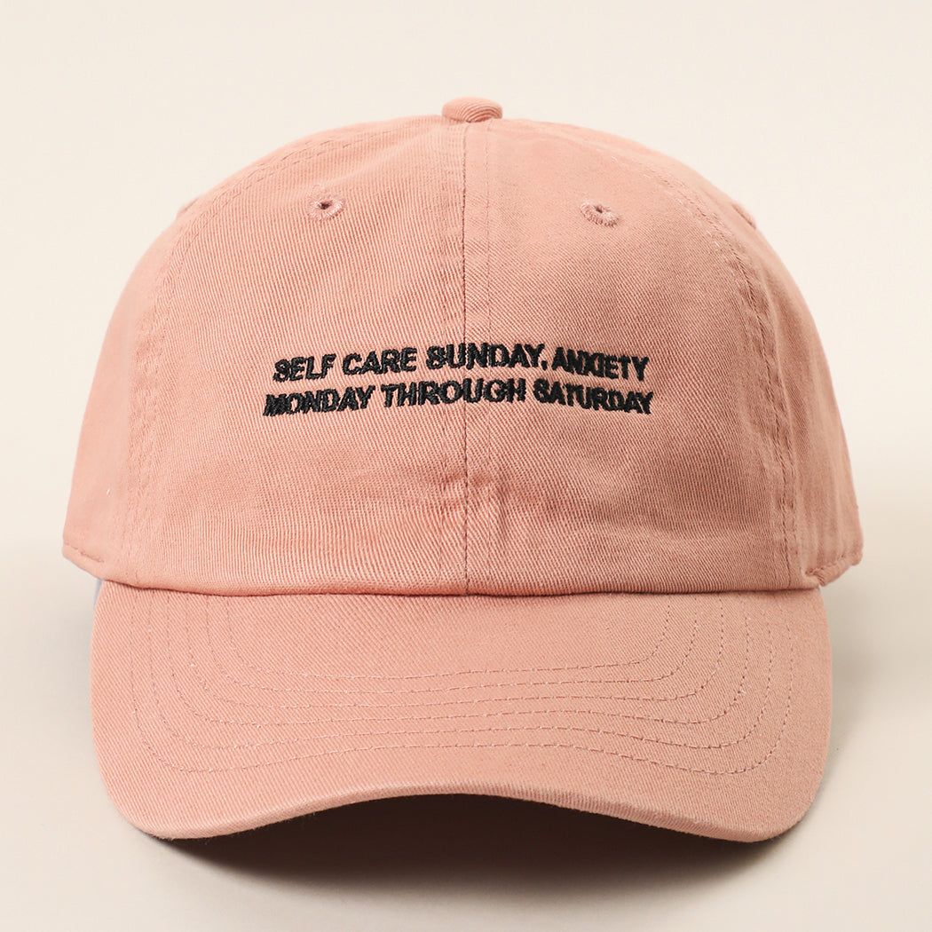 Self Care Sunday Anxiety embroidered baseball cap in cinnamon