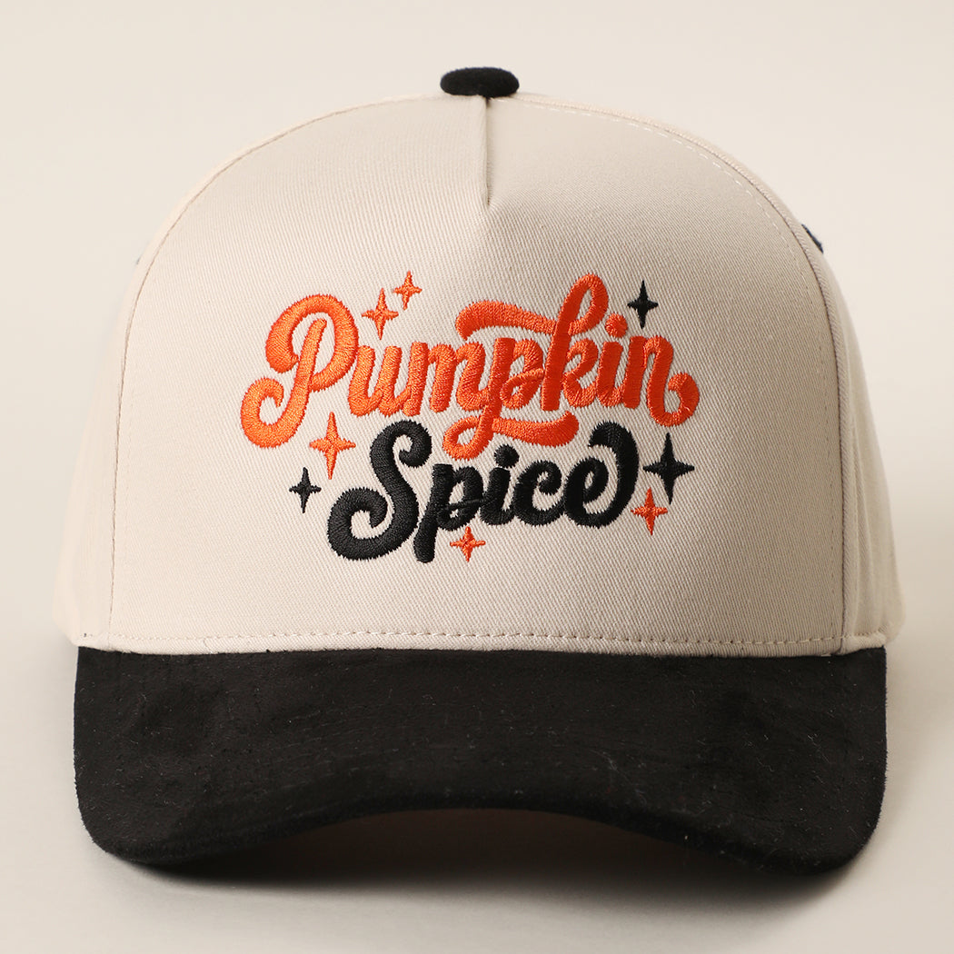Pumpkin Spice suede brim trucker hat in black