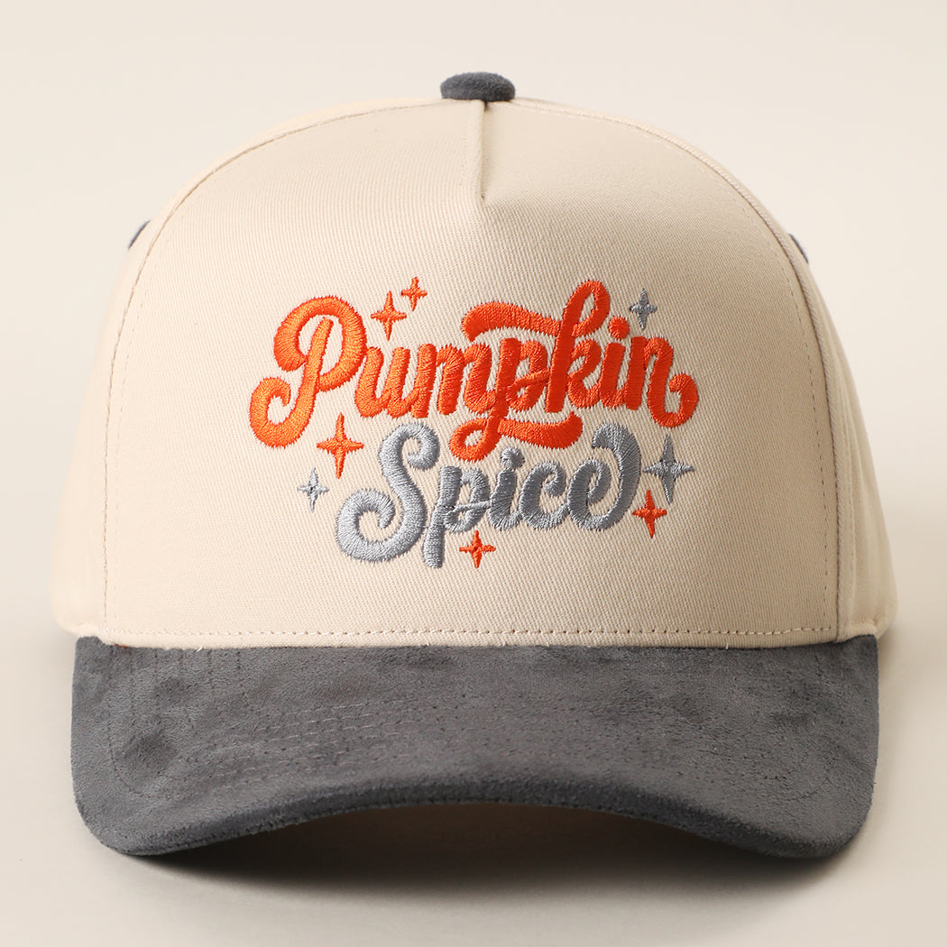 Pumpkin Spice suede brim trucker hat in grey