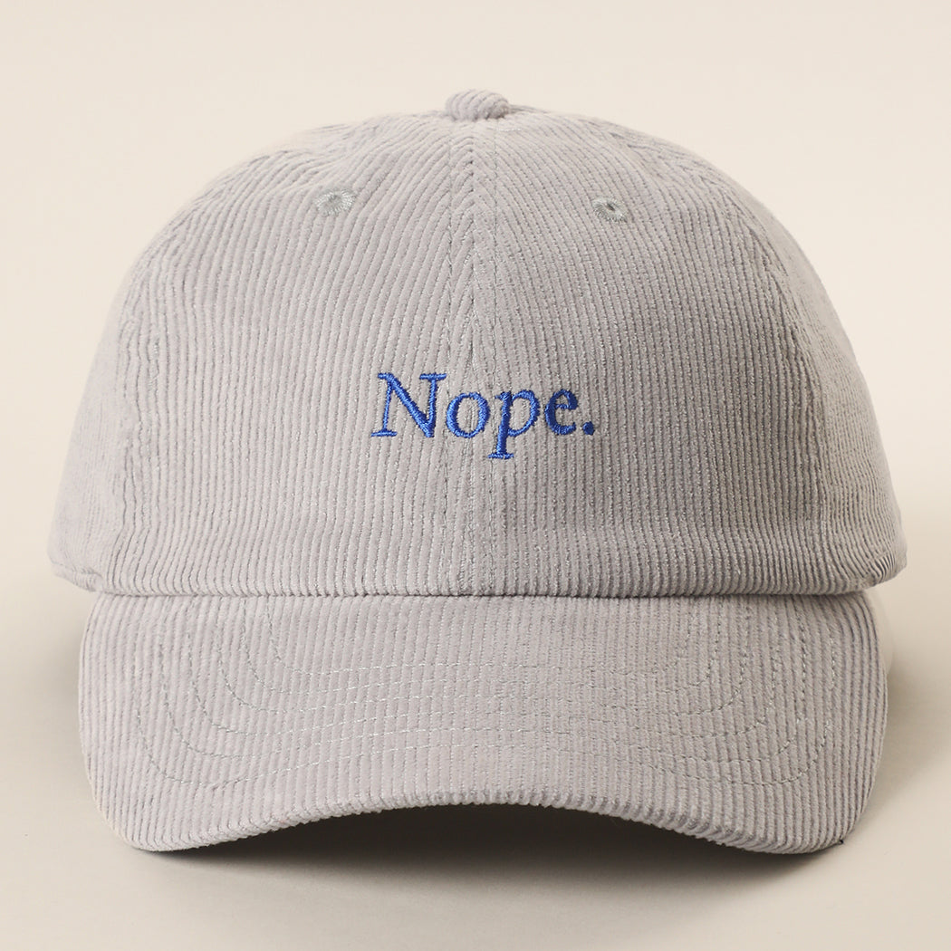 Nope corduroy baseball cap in ice blue