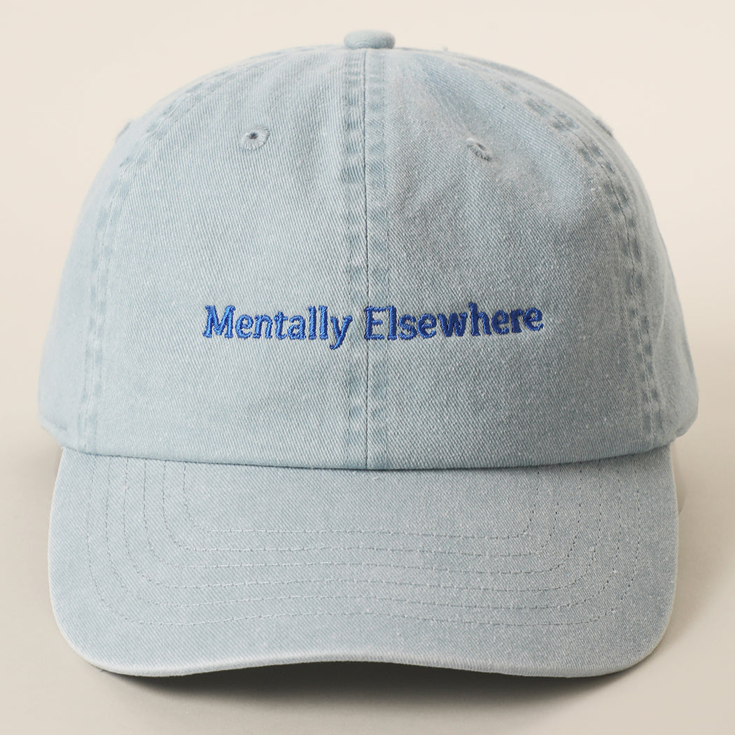 Mentally Elsewhere embroidered baseball cap in blue mint
