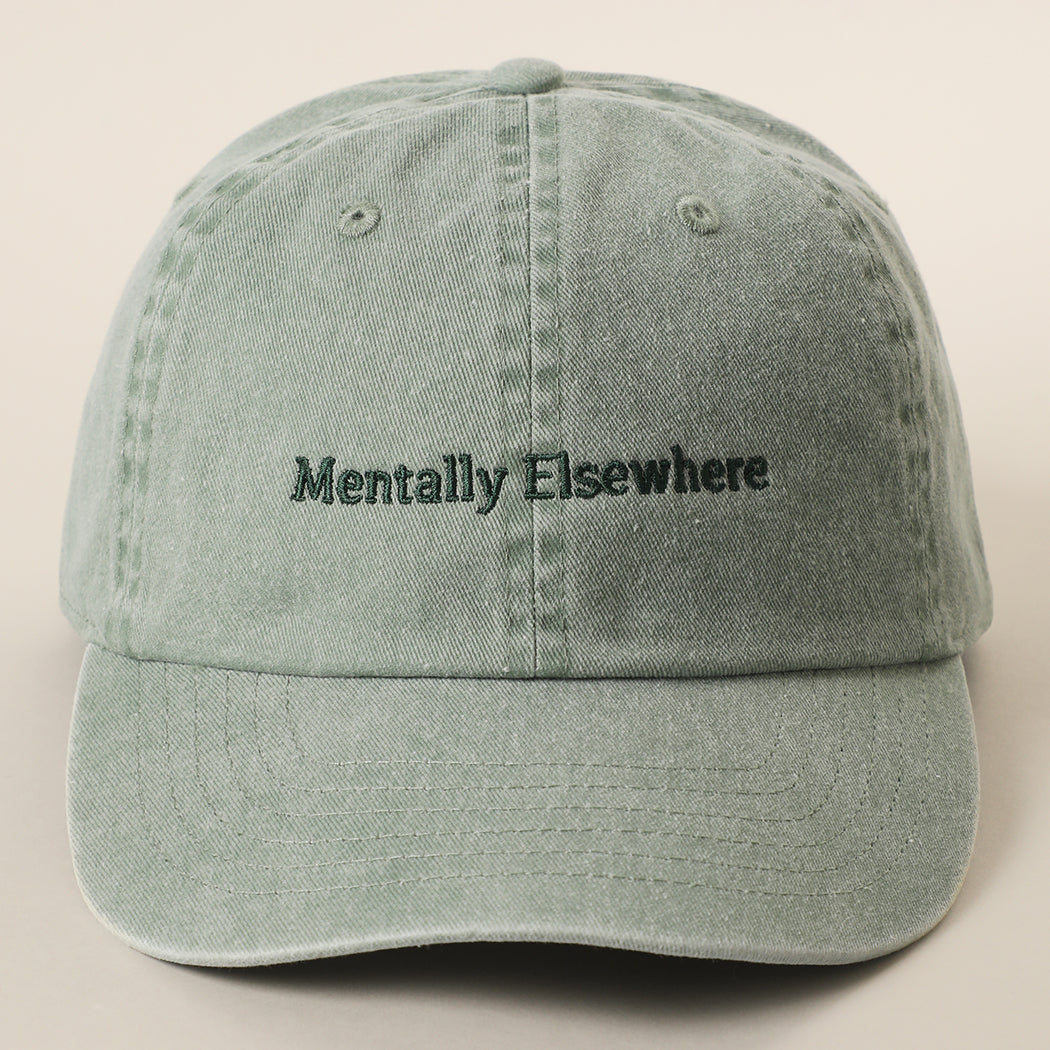 Mentally Elsewhere embroidered baseball cap in green tea