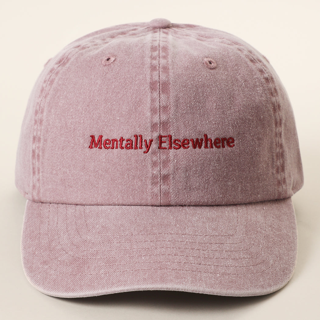 Mentally Elsewhere embroidered baseball cap in mauve