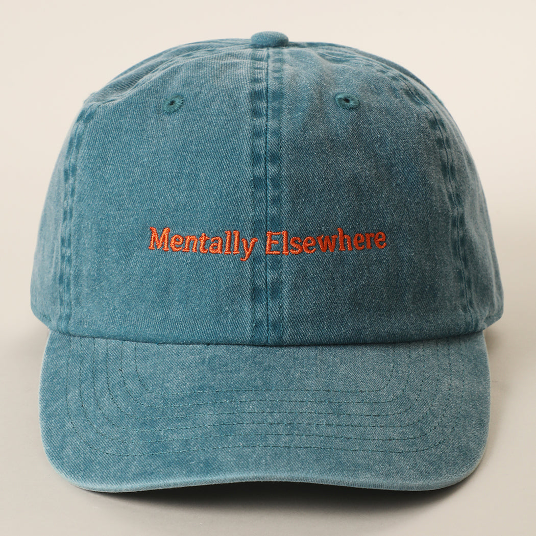 Mentally Elsewhere embroidered baseball cap in green