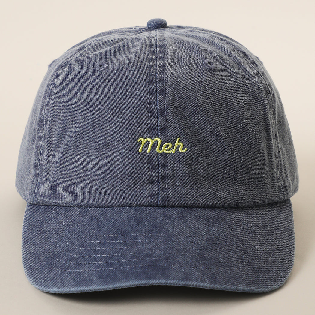 Meh embroidered baseball cap in blue grey