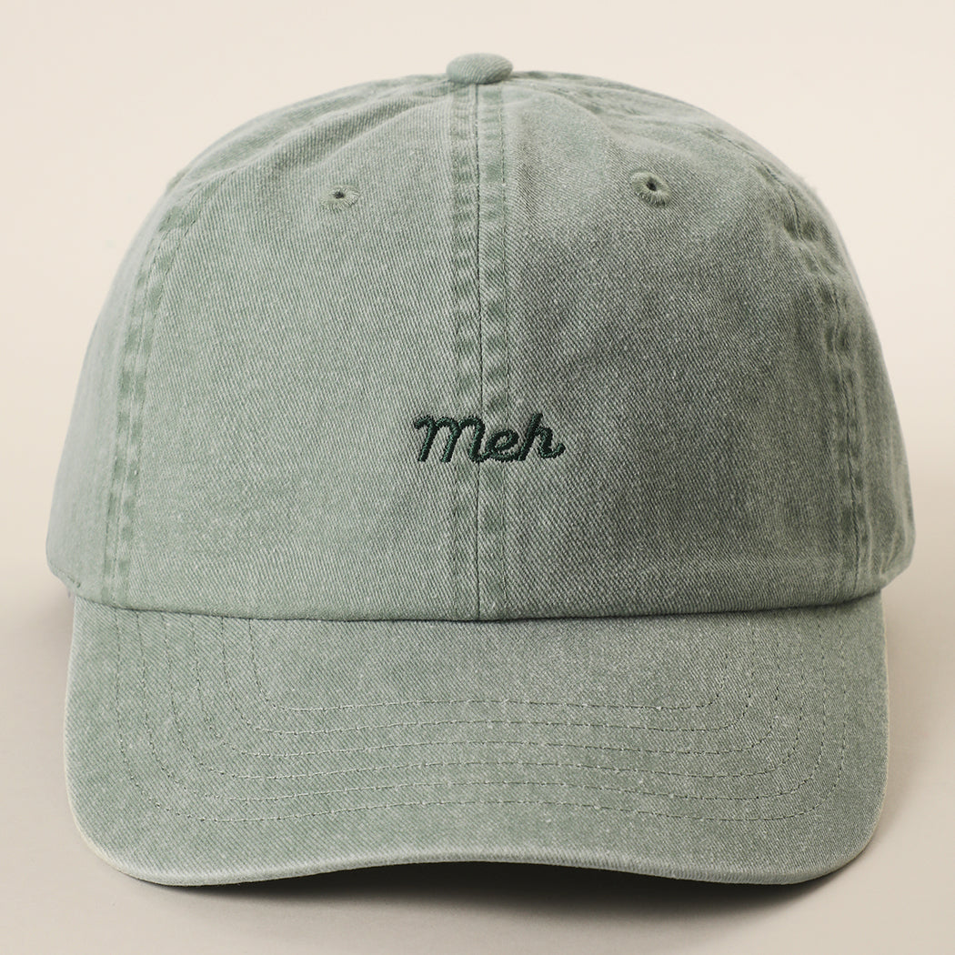 Meh embroidered baseball cap in green tea