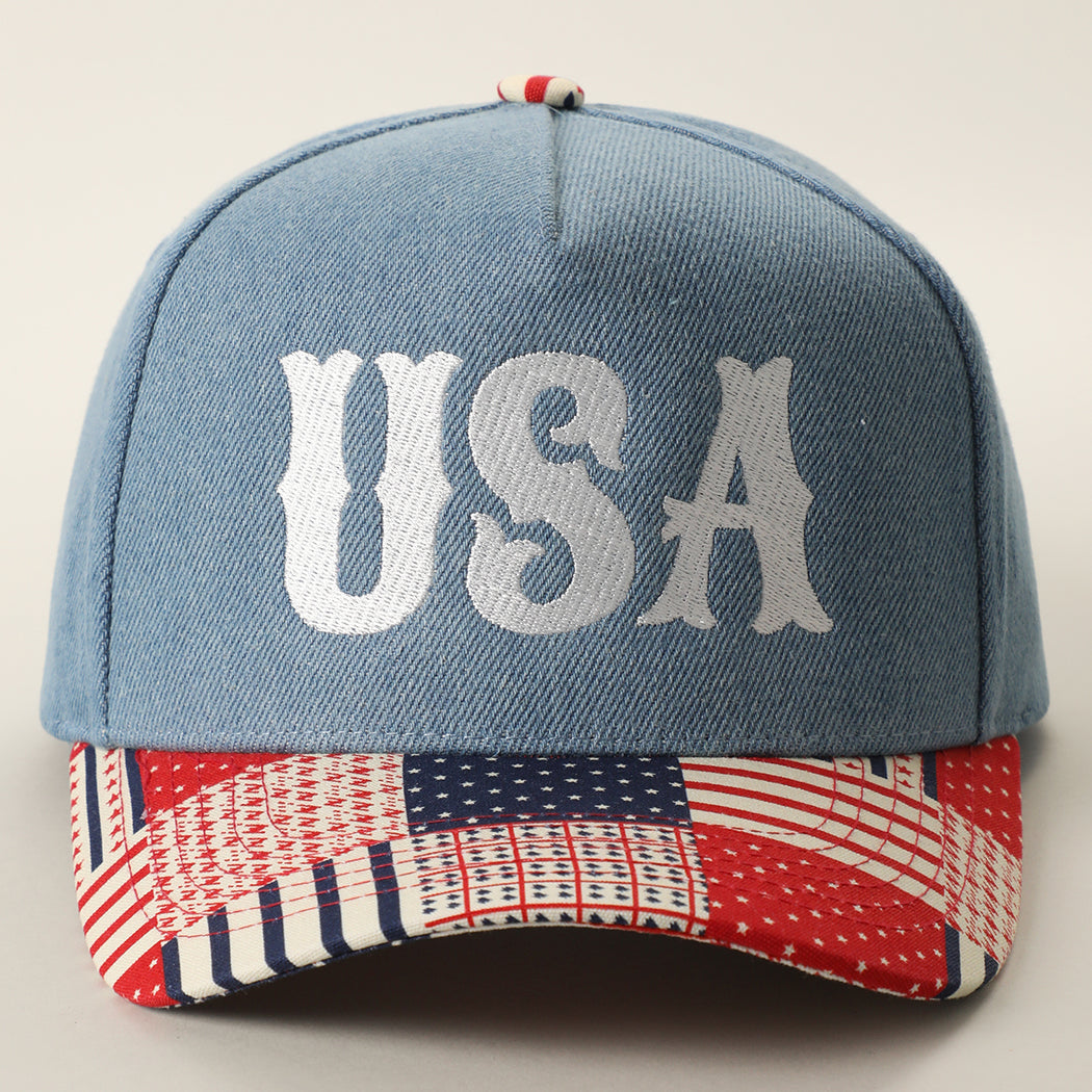 USA embroidered trucker hat in off white