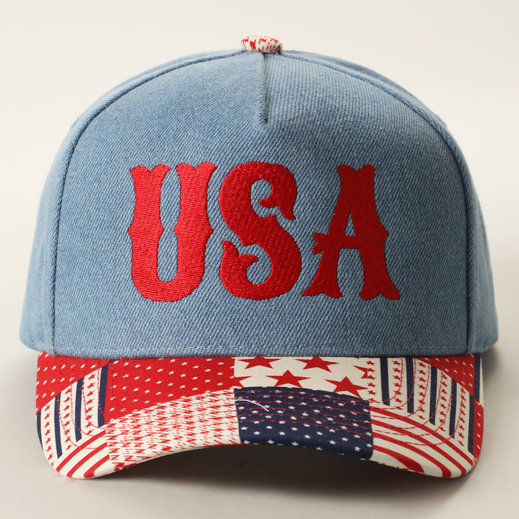 USA embroidered trucker hat in red