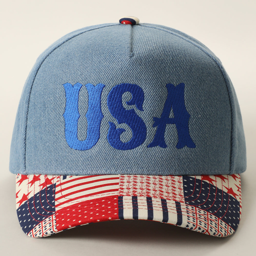 USA embroidered trucker hat in royal blue