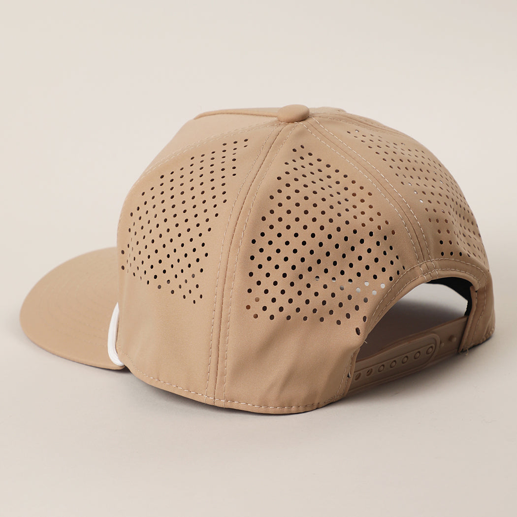 Make Heaven Rowdy rope strap trucker hat in sand detail view