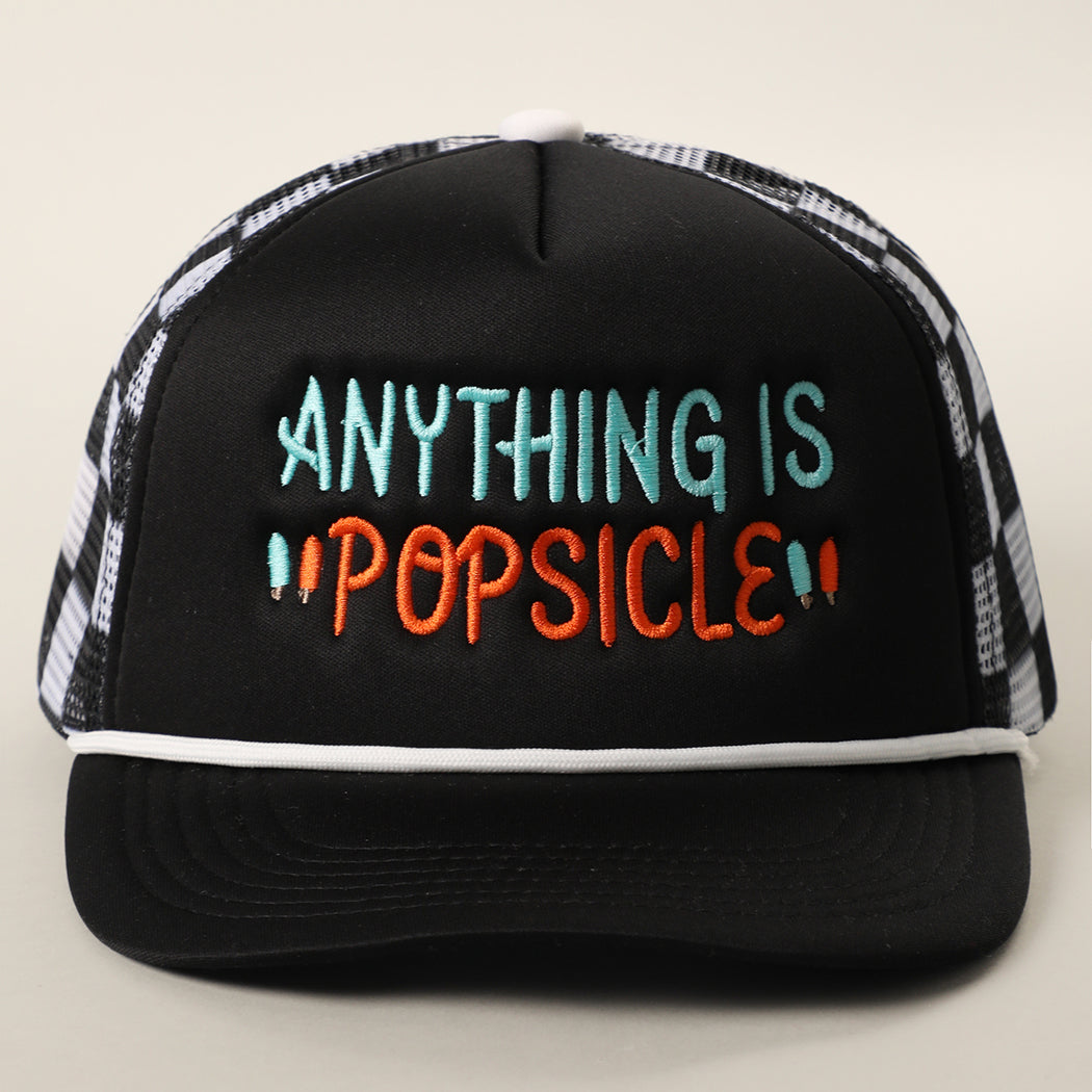 Anything Is Popsicle checker foam trucker hat in black