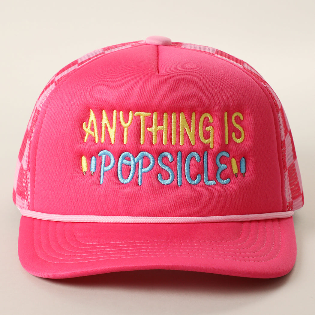 Anything Is Popsicle checker foam trucker hat in fuchsia