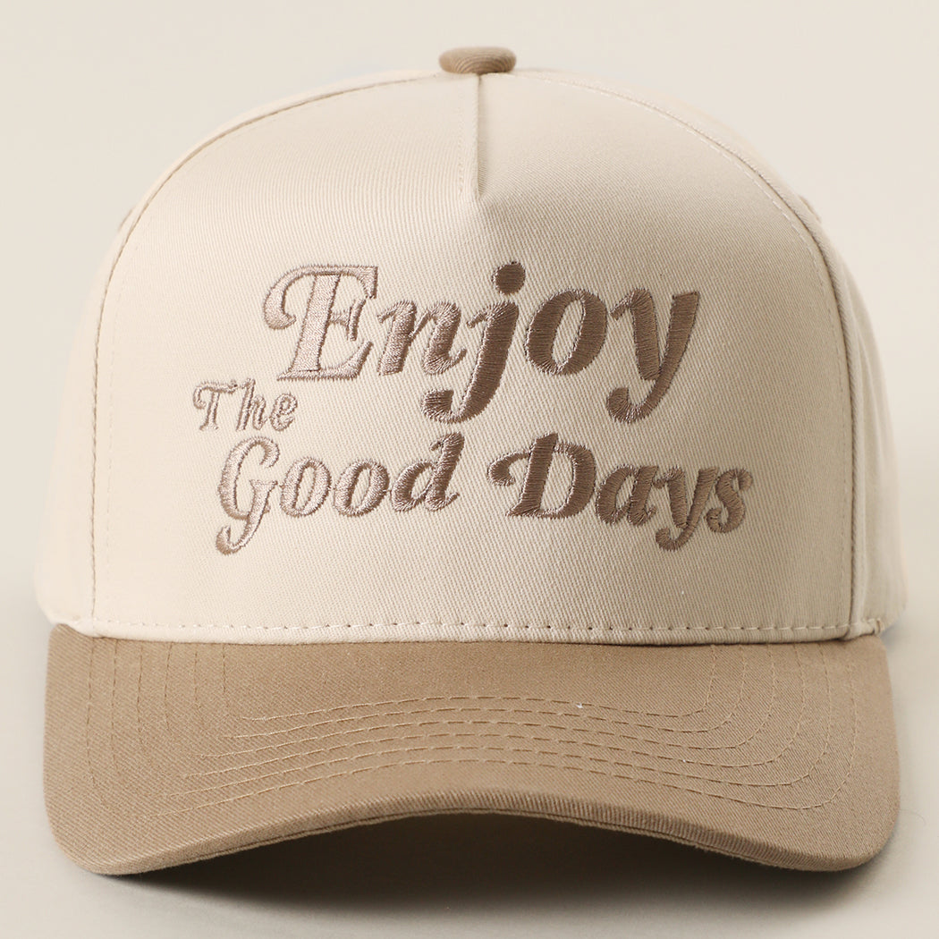 Enjoy The Good Days two-tone trucker hat in beige