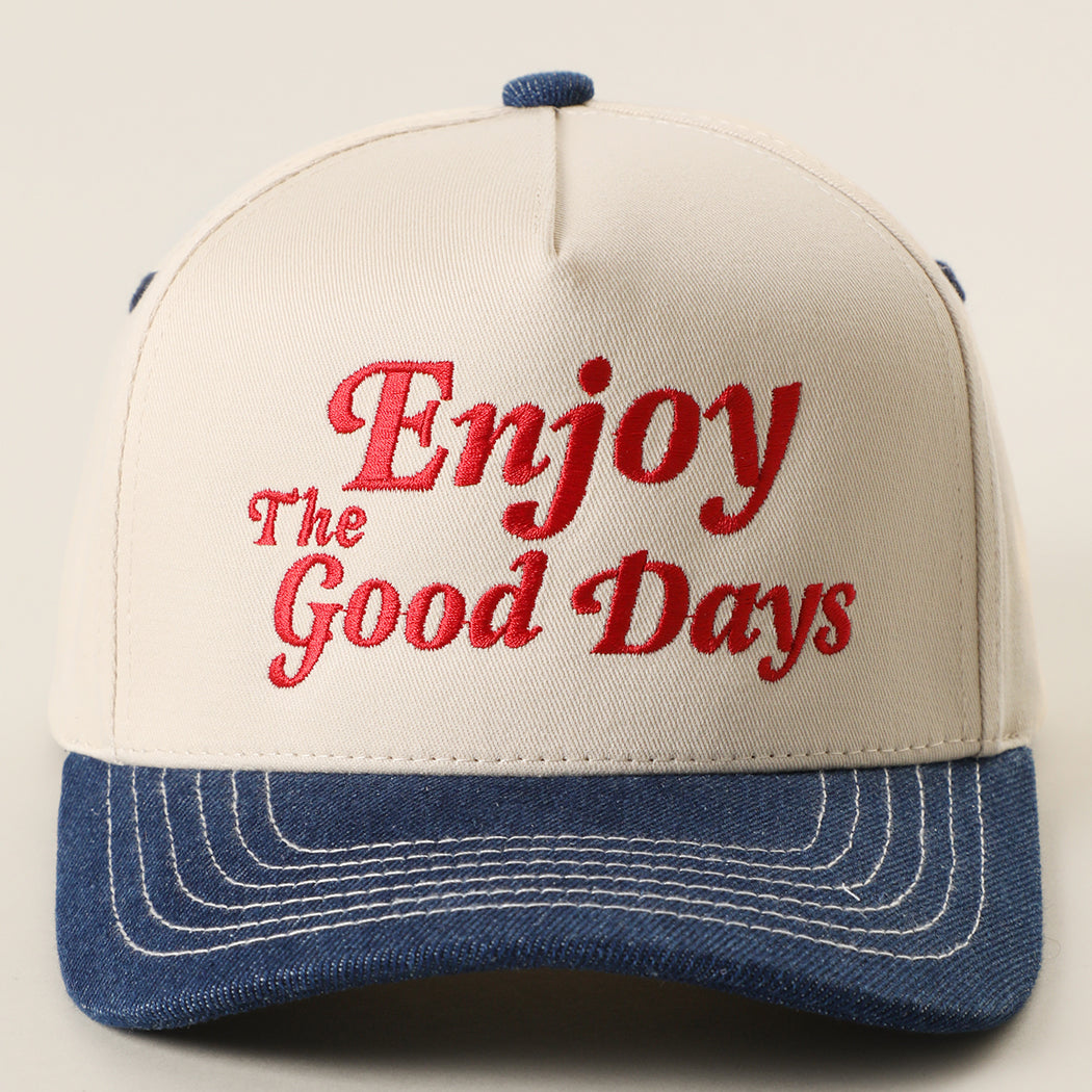 Enjoy The Good Days two-tone trucker hat in dark denim