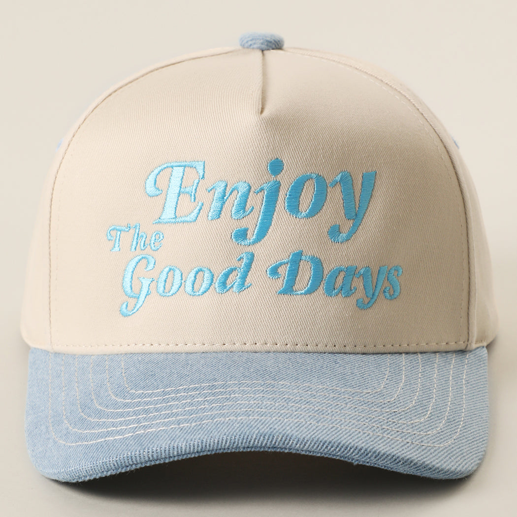 Enjoy The Good Days two-tone trucker hat in light denim