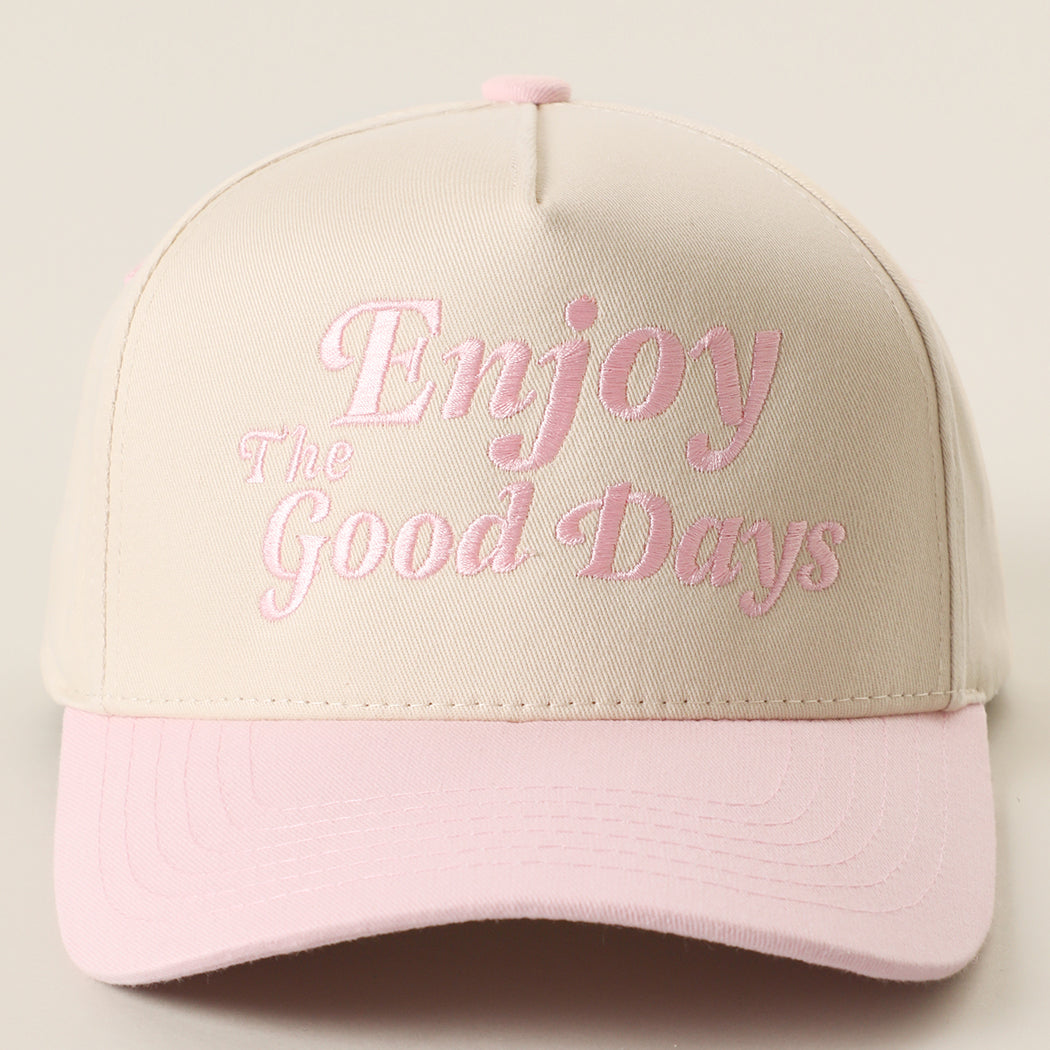 Enjoy The Good Days two-tone trucker hat in light pink