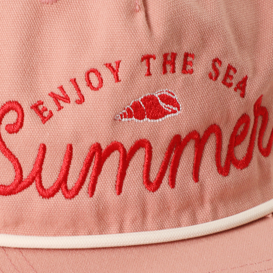 Enjoy The Sea rope trucker hat in dusty pink, side view