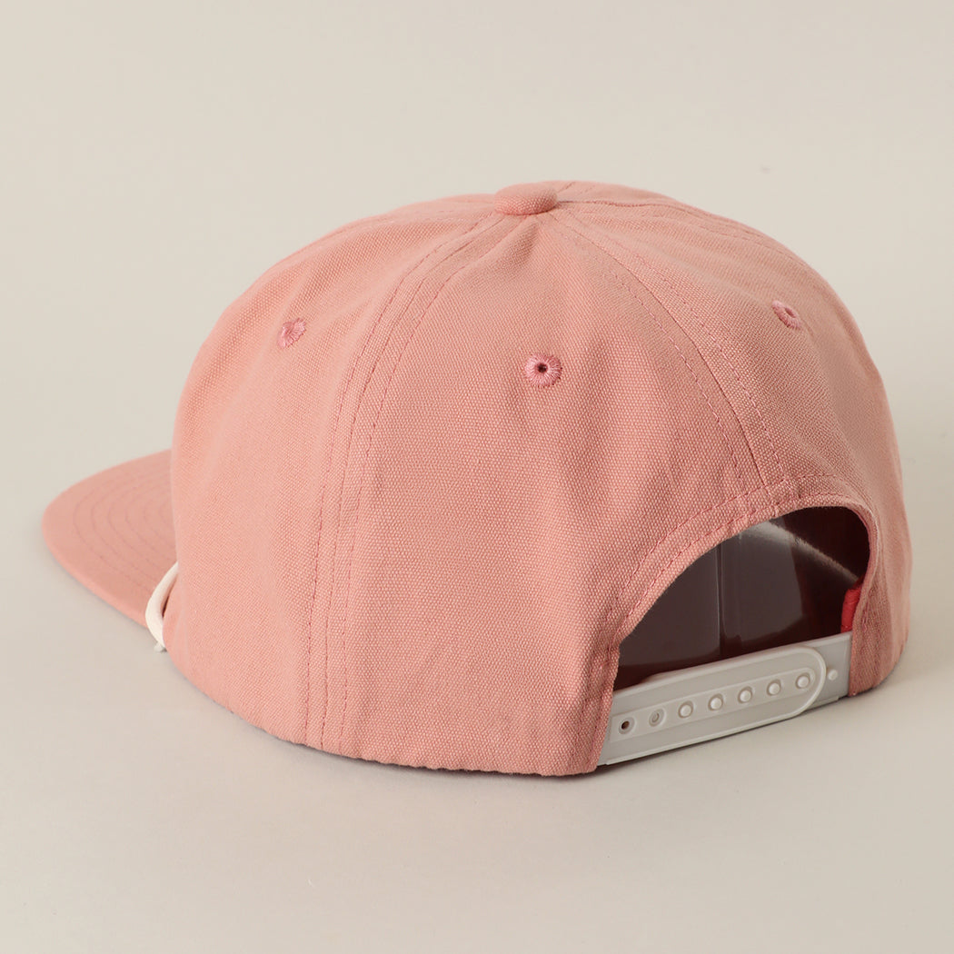 Enjoy The Sea rope trucker hat in dusty pink, back view