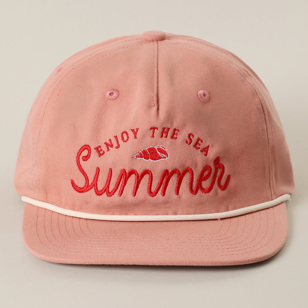 Enjoy The Sea rope trucker hat in dusty pink