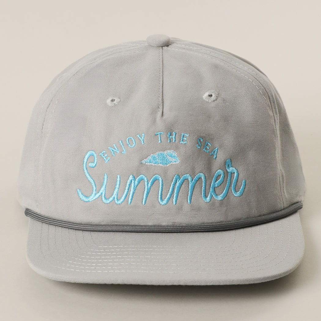 Enjoy The Sea rope trucker hat in stone gray