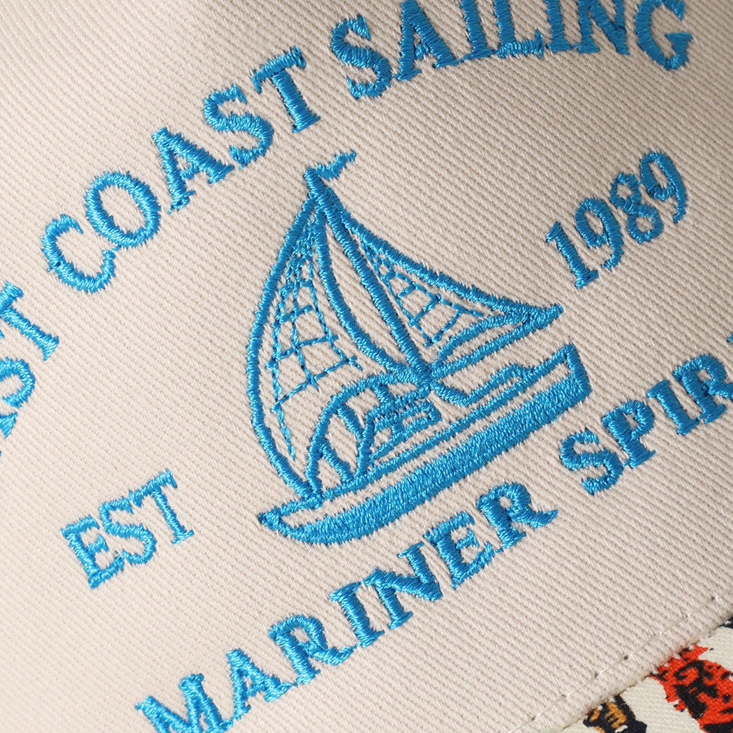 East Coast Sailing vintage striped brim, close-up