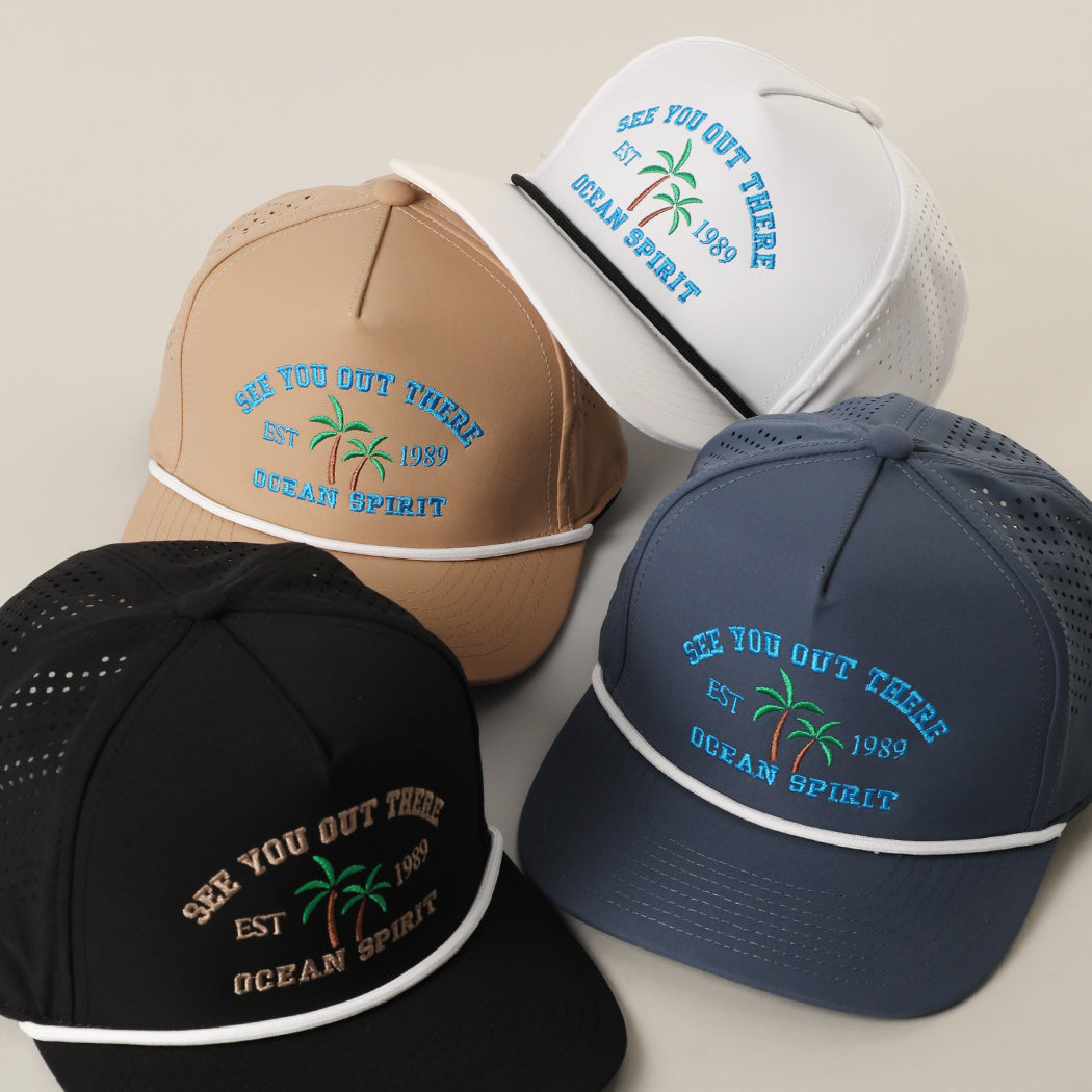 See You Out There Ocean Spirit rope trucker hat, front view alternate angle