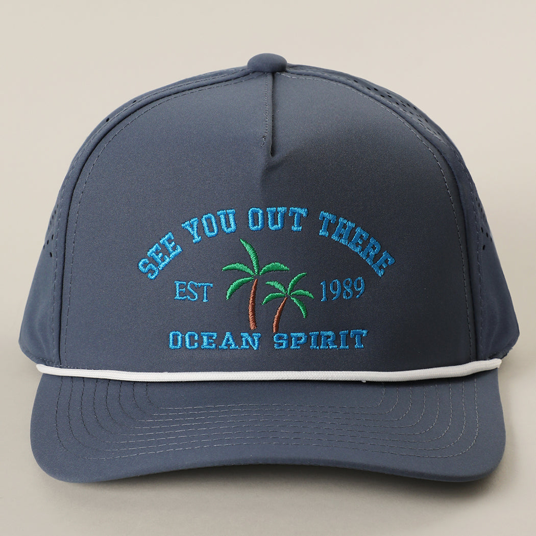 See You Out There Ocean Spirit rope trucker hat in navy and white