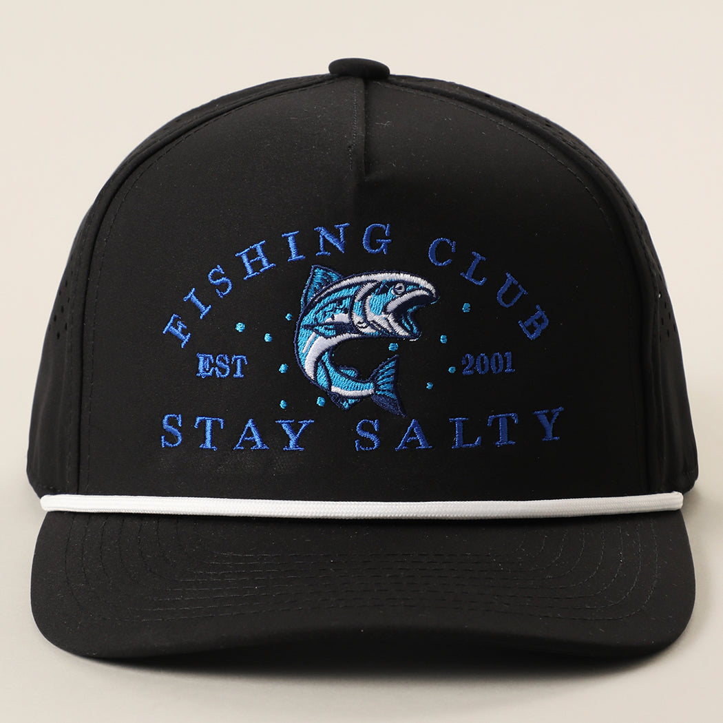 Fishing Club Stay Salty rope trucker hat in black