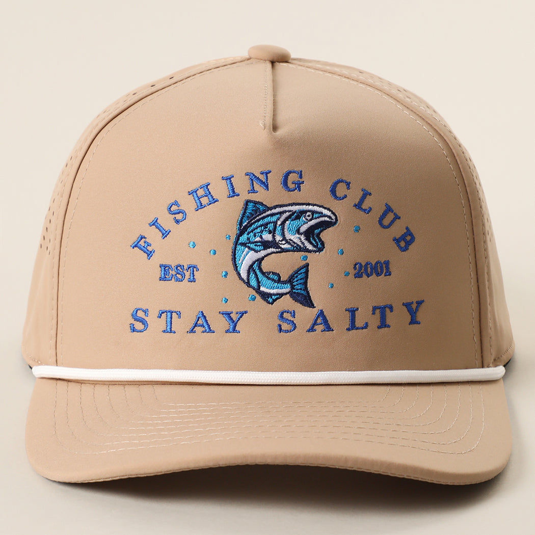 Fishing Club Stay Salty rope trucker hat in sand