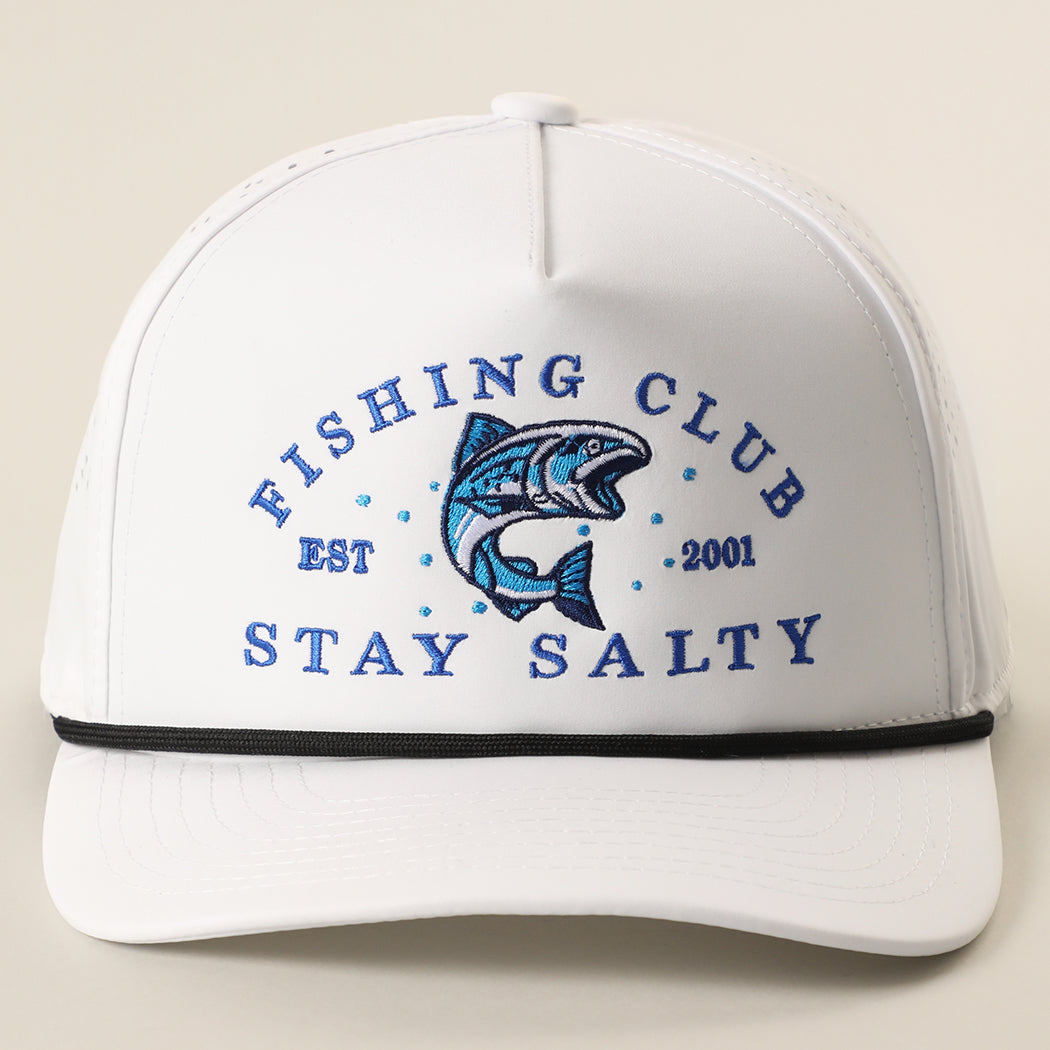 Fishing Club Stay Salty rope trucker hat in white