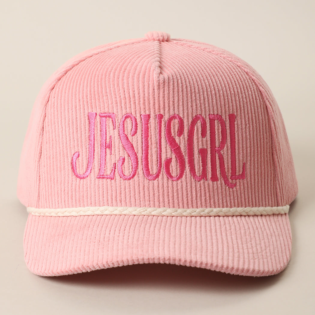 JesusGrl corduroy rope trucker hat in baby pink