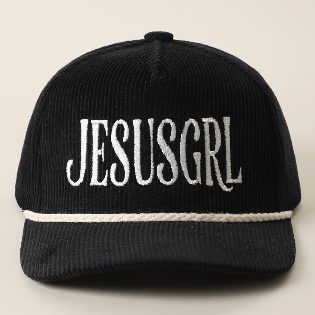 JesusGrl corduroy rope trucker hat in black