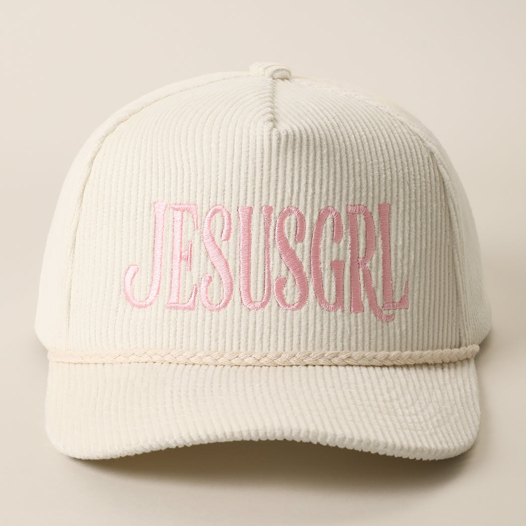 JesusGrl corduroy rope trucker hat in off-white