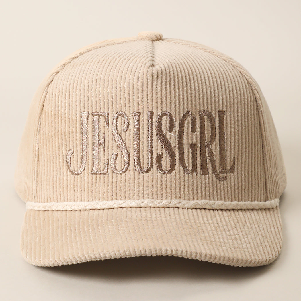 JesusGrl corduroy rope trucker hat in sand