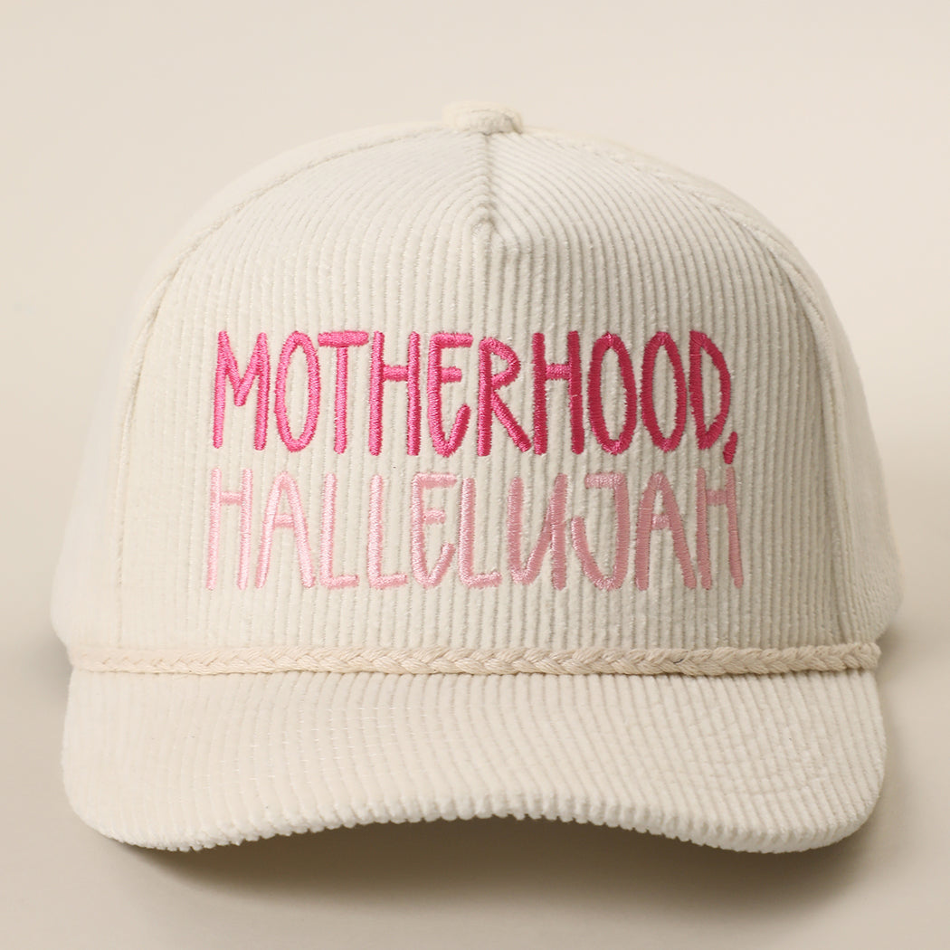 Motherhood Hallelujah corduroy rope trucker hat in off-white
