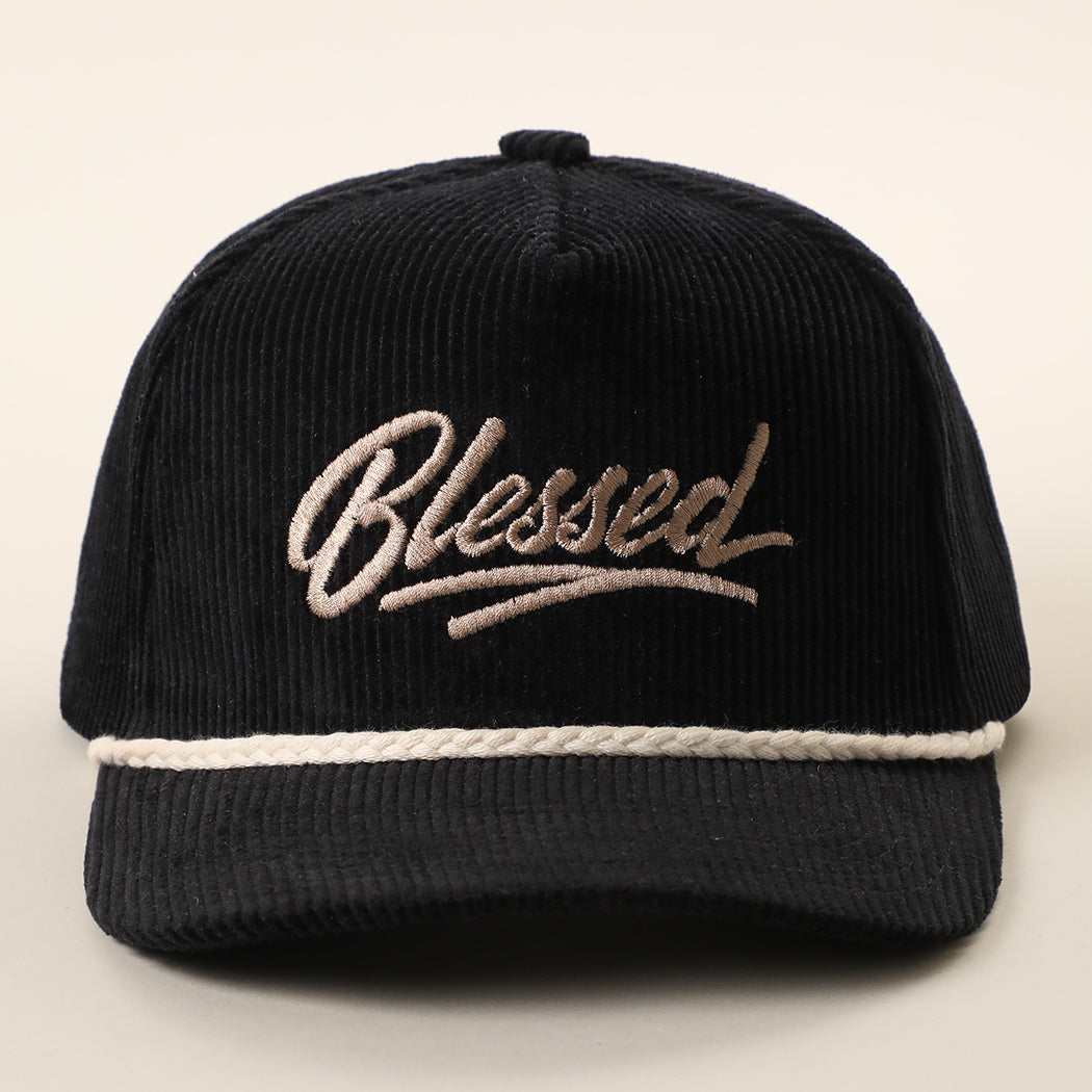 Blessed corduroy rope trucker hat in black