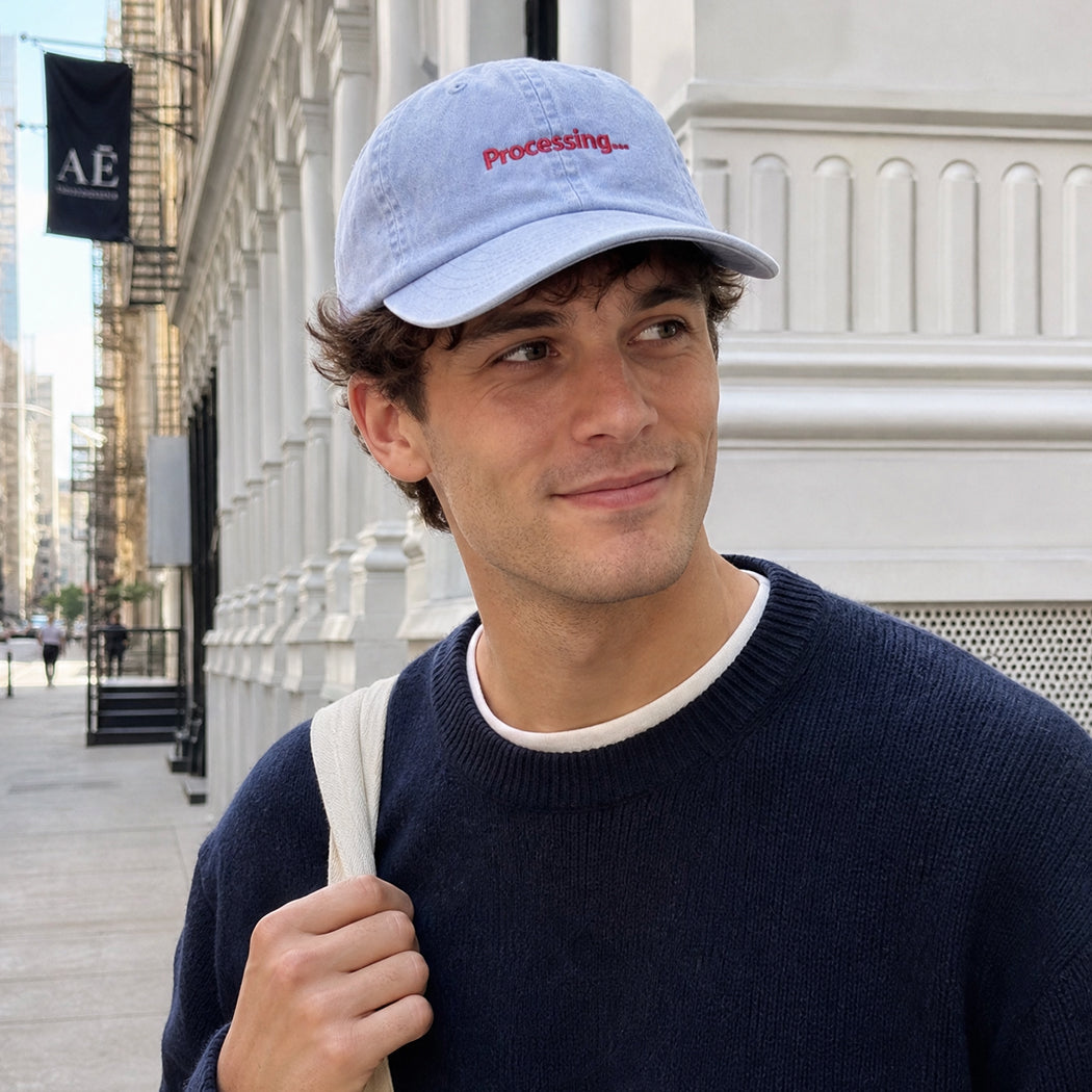 Model wearing Processing embroidered baseball cap