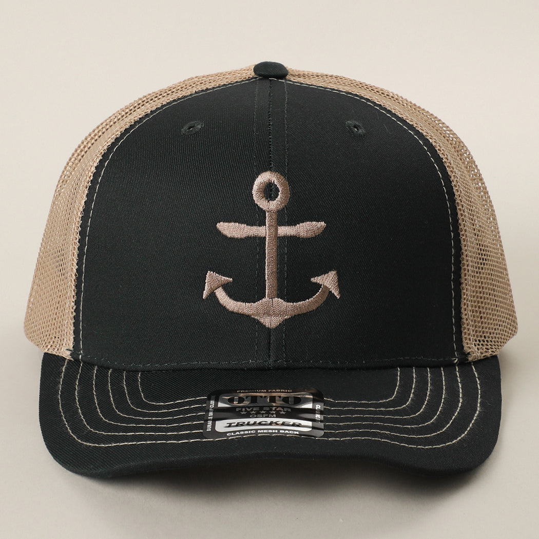 Anchor OTTO two-tone trucker hat in black and khaki