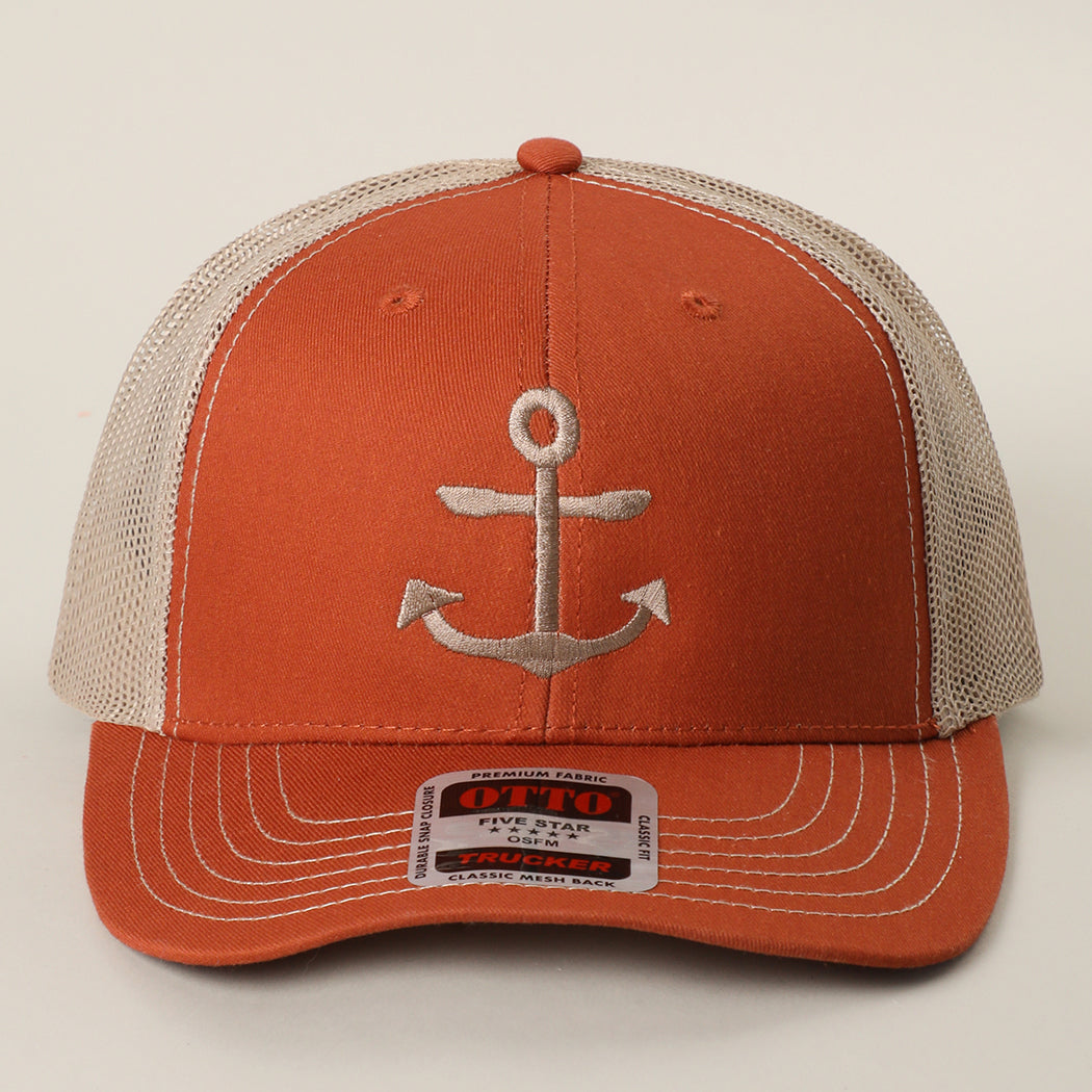 Anchor OTTO two-tone trucker hat in orange and khaki