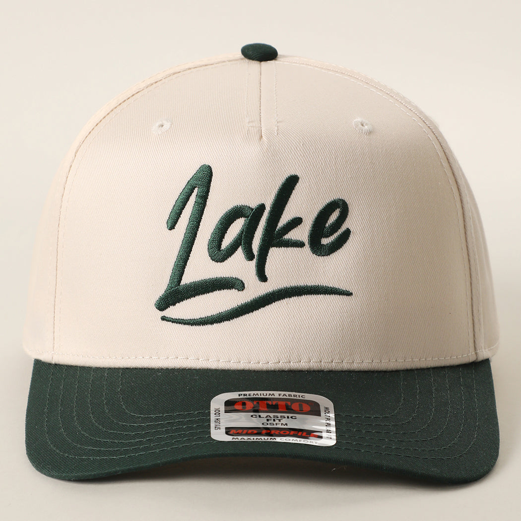 Lake OTTO two-tone trucker hat in dark green and natural