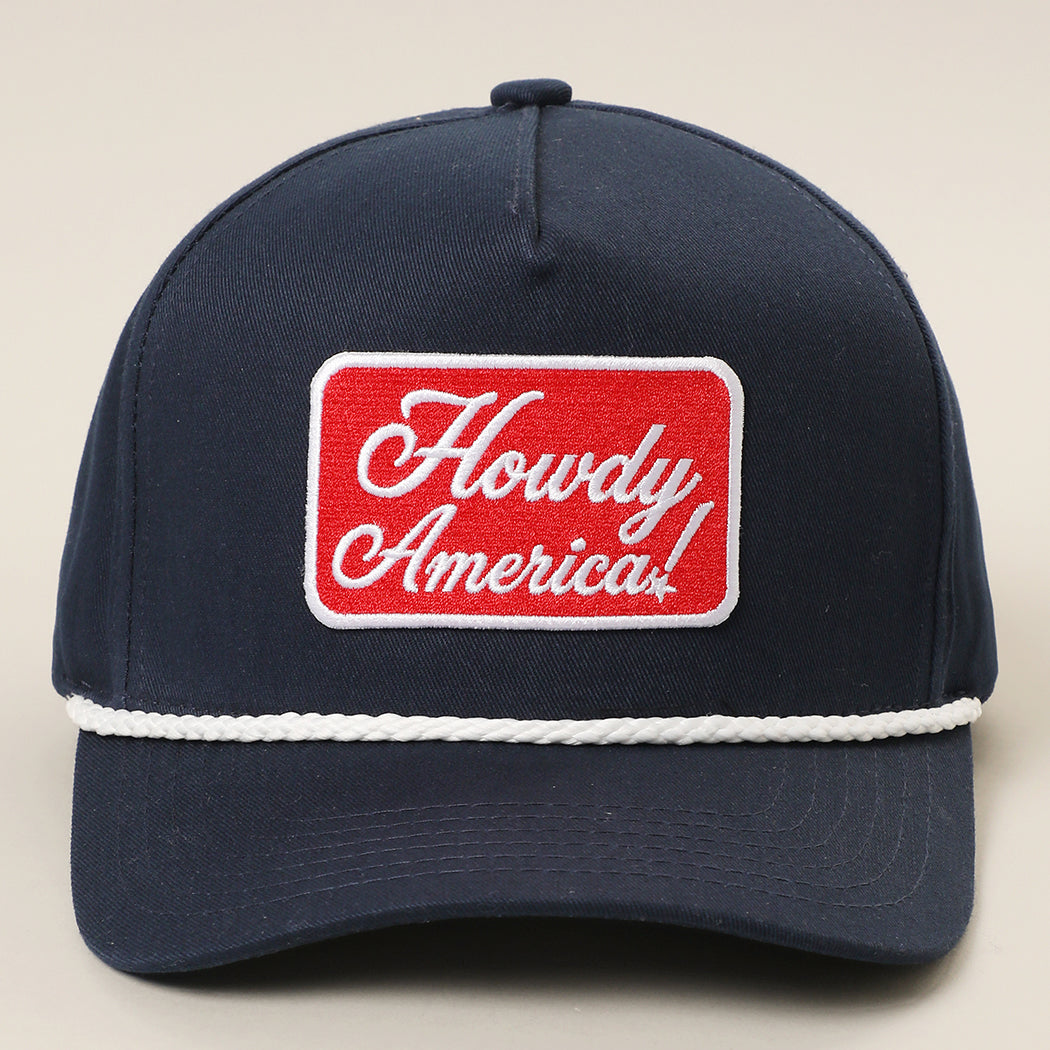 Howdy America rope trucker hat in navy and white