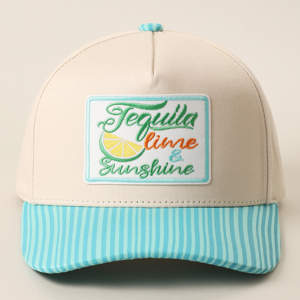 Tequila Lime & Sunshine striped brim hat in mint
